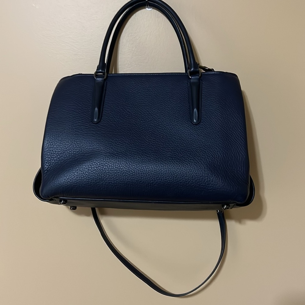 COACH BROOKLYN 34 Carryall handbag. Navy blue pebbled leather. Free dust bag - Picture 6 of 16
